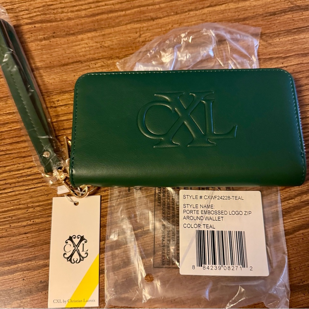Christian Lacroix CXL Teal Embossed Wallet With removable wristlet Strap NWT - Picture 4 of 4
